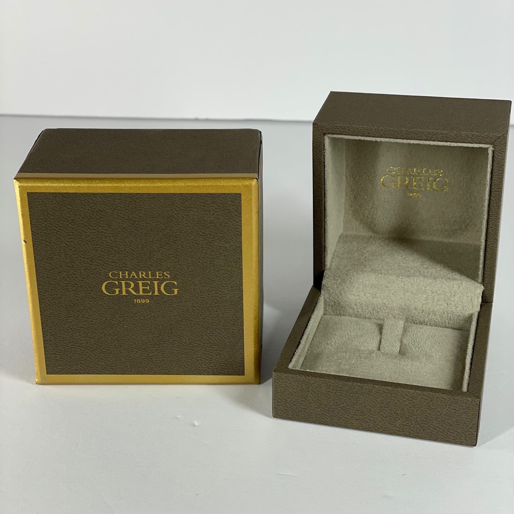 Charles Greig 1899 Luxury Ring Box with Outer Box Brown Gold Jewelry Storage